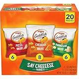 Goldfish Crackers Say Cheeeese Variety Pack with Cheddar, Pizza and Parmesan, Snack Packs, 20 Ct