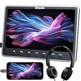 GOnavidio 12" Car DVD Players with HDMI Input Headphone Mounting Bracket Dual Speaker, Car Headrest DVD Player Support Sync Screen, AV in & Out, Last Memory, Region Free