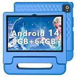 ITDULCET Kids Tablet, 10 inch Android 14 Tablet for Kids, 8GB RAM 64GB ROM Octa-Core Fast-Charging Battery Toddler Tablets with Shockproof Case, Bluetooth, WiFi, Parental Control, Dual Camera, GPS