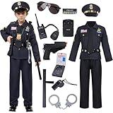 Spooktacular Creations Halloween Police Costume for Kids, Black Police Officer Costume for Boys, Toddler Cosplay RolePlay Themed Party (Small (5-7 yrs))