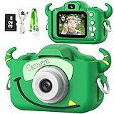 Goopow Kids Camera Toys for 3-8 Year Old Girls Boys,Children Digital Video Camcorder Camera with Cartoon Soft Cover, Best Chritmas Birthday Festival Gift for Kids - 32G SD Card Included (Green-NJ)