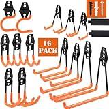 Dorisy Upgraded 16 Packs Garage Hooks Double Heavy Duty, Garage Storage Hooks, Wall Mount Garage Organization & Hanger for Organizing Power Tools,Ladders,Bulk Items and More Equipment(Orange)