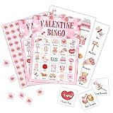 Foosproea Valentine Bingo Cards, Valentine's Day Bingo Games for 24 Players, Valentine Games for Family Friends Large Group Activities, Valentine Party Favors Supplies Decorations(18)