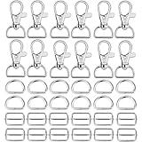 Hysagtek 60 Pcs Purse Hardware for Bag Making - Swivel Snap Hooks, D Ring, Slide Buckle, Bag Hardware Supplies for Handbag Fasteners, Strap, Backpack DIY Craft Accessories, 1 Inch, Silver