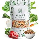 SPICES VILLAGE Dried Ramen Toppings [ 1 lb ] - Dehydrated Vegetables Mixed Vegetables Flakes, Mix of Carrot, Onion, Red & Green Bell Pepper, Celery, Cabbage & Spinach Flakes - Kosher, Gluten Free, Non GMO, Resealable Bulk Bag