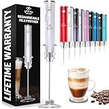 Zulay Kitchen Lux Rechargeable Milk Frother Handheld - Powerful 2-Speed Motor, Fully Waterproof, 2000mAh Battery - Drink Mixer For Latte, Cappuccino, Matcha, Protein Powder - Marble