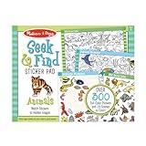 Melissa & Doug Seek and Find Sticker Pad, Animals (400+ Stickers, 14 Scenes to Color) Search and Find Sticker Pads, Arts and Crafts Activity for Kids Ages 4+ - FSC-Certified