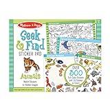 Melissa & Doug Seek and Find Sticker Pad, Animals (300+ Stickers, 14 Scenes to Color) - FSC Certified