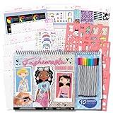 Fashion Angels Fashionista Sketch Set, Includes Sketch Pad with Stencils & Stickers, Fashion Design Sketch Book for Girls, Ideal Drawing Kit for Kids