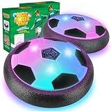 2 Pack Hover Soccer Ball with 8 Pcs Batteries, Air Floating Soccer Toy with LED Lights and Foam Bumper, Indoor Games for Kids 4-8-12, Toys Gifts for 3 4 5 6 7 8 9 Year Old Boys Girls