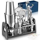 Semderm Pro Cocktail Shaker Set Mixology Bartender Kit- Extra Thick Stainless Steel Boston Shaker Set | Cocktail Kit Bar Kit Bartending Kit Bar Set Barware Bartender Set for Home Bar Party