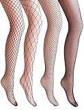 VERO MONTE 4 Styles Womens Diamond Fishnet Tights 4 Pairs Big Hole Net Stockings