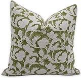 Fabritual Handmade Block Print 24X24 Thick Linen Throw Vintage Pillowcase Cushion Cover for Sofa Couch, Bed, Fall Decoration, Boho Home Décor, Garden, Outdoor, Farmhouse, Living Room, Sulit, Green