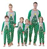 Benaive Matching Family Christmas Pajamas Set Boys Girls Holiday xmas Pjs for Family Toddlers Kids Children Sleepwear Cotton Womens Mens Pyjamas Jammies (Green & Grey, Christmas Tree, Kid-16)