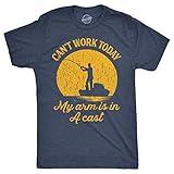 Crazy Dog Men T Shirt I Can't Work Today My Arm is in A Cast Funny Fishing Themed Fathers Day Tee Tee Gifts for Grandpa Fisherman Casual Cotton Short Sleeved Shirt Heather Navy XL