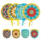 JYSILIYH 4pcs Mandala Round Foldable Hand Fan Japanese Foldable Fan Style Handheld Compact Cooling Fans,Round Folding Fan for Outdoor Games,Xmas Decoration,Festival,Party Favors,Travel,Events