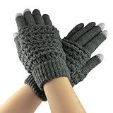 Fakeface Knitted Wool Touch Screen Texting Gloves for All Touchscreen Electronic Devices for Women/Ladies/Girls; Great Gift for Christmas/Birthday/New Year (Grey)