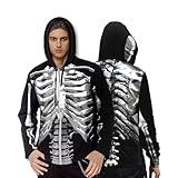 XXLOG Men's Zip Up Graphic Hoodies Skeleton Print Lightweight Halloween Sweatshirt Jacket L-XL Black