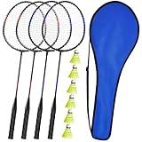 KH Badminton Rackets Set of 4,Beach Lawn Backyard Game Outdoor Sports,4 Racquets,6 Shuttlecocks & a Carry Bag Included