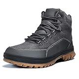 Wondamo Men's Snow Boots Lightweight Waterproof Winter Boots Fur Lined Anti-slip Cold Weather Shoes, Dark Grey, 10 US Men