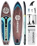 Hiwave Inflatable Stand Up Paddle Board 11’*34”*6” Sup Board, 350lbs Capicity, Pet Friendly Paddle Board for Ocean&Lake, w/3pcs Adjustable Paddle