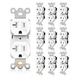 TOPELER Duplex Wall Receptacle Outlets, 20A Tamper-Resistant Electrical Receptacle, 2 Pole 3 Wire, Self-Grounding, Residential Grade Wall Power Socket, White, UL Listed, 10 Pack