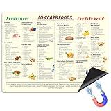 Low Carb Food Magnetic Cheat Sheet – Beginner’s Low Carb Diet Quick Guide with Meal Plan, Recipes & Snack Ideas, Diabetic-Friendly Reference Magnet, 8x12in