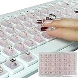 Ivaso 80 Pcs Keyboard Sticker for Long Nails Typing and Gaming, Symbolic and Alphanumeric Sticky Silicone Keys for Keyboards and Laptop (Sparkly Pink)