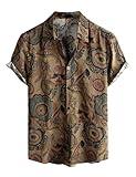 VATPAVE Mens Casual Hawaiian Floral Shirts Short Sleeve Button Down Tropical Shirts Beach Summer Shirts 3X-Large Brown