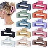 Sisiaipu 12 Pcs Medium Hair Clips, 3.5 Inch, Colorful - Hair Clips for Thick and Thin Hair, Square Claw Clips, Jaw Clips, Bulk Hair Accessories for Women and Girls