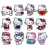 ANUTRION 12 Pcs Cute Cartoon Cat Iron On Patches, Embroidered Appliqué Patches Iron On/Sew On for Clothing, Hats, Backpacks