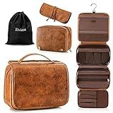 Elviros Toiletry Bag Hanging Travel Organizer for Men and Women, 3 in 1 Multifunctional Large Makeup Cosmetic Case for Toiletries Accessories, Water-resistant PU Leather Bathroom Dopp Kit Shaving Bag