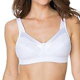 Fruit of the Loom Women's Seamed Soft Cup Wirefree Cotton Bra with Satin Trim, White, 36C