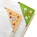 2 PCS Personalized Letter Bookmarks, Cute & Fun Book Accessories for Reading Lovers, Hand Embroidered Leather Page Markers for Women Girls Students Teachers Retirement Birthday Gifts (Spring&Fall, O)