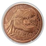 Roaring Tyrannosaurus Rex Prehistoric Dinosaur - 1 oz .999 Pure Copper Round Collecticble 39mm Challenge Coin in Capsule - COA by Heavenly Metals