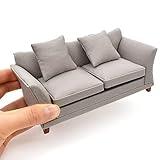 iLAND Modern Dollhouse Furniture on 1/12 Scale, Miniature Couch for Dollhouse Living Room (Khaki Drills)