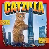 Catzilla 2026 Wall Calendar, 16-Month Humor & Comic Calendar, 12" x 12", Hanging 2026 Monthly Planner for Home or Office, Large Grids, Funny Giant Cat Comics with Sept-Dec 2025 Bonus Months