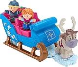 Fisher-Price Little People Toddler Toy Disney Frozen Kristoff’s Sleigh Vehicle with Character Figures for Pretend Play Kids Ages 18+ Months