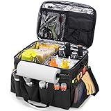 HODRANT Large Grill Caddy with Lid, BBQ and Picnic Bag Organizer with Paper Towel Holder, Tailgating Accessories Basket for Barbecue Utensil & Camping Gear Must Haves, Black, Bag Only