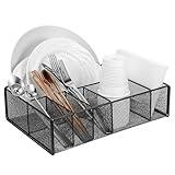 MAQUITA Utensil Holder, Silverware Caddy, Utensil And Napkin Holder, Cutlery And Flatware Organizer. Paper Plate Dispenser, ideal For Grilling and Hosting Essentials Black