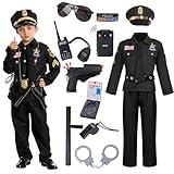 Spooktacular Creations Halloween Police Costume for Kids, Black Police Officer Costume for Boys, Toddler Cosplay RolePlay Themed Party (Small, 5-7 yrs)