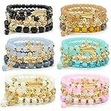 Bohemian Bracelet Sets for Women - 6 Sets Stackable Stretch Bracelets Multi-color Boho Hippie Bracelets Dainty Jewelry (Seed bead bracelet sets)