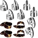 Shappy 12 Pcs Steel Finger Picks Set, Including Stainless Steel Finger and Thumb Picks, Metal Adjustable Bass Guitar Accessories for Guitar Banjos(Stylish Style)