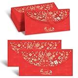 AVERZELLA Gift Envelopes for Cash 20 PCS, Christmas Cash Currency Envelopes Cash Holder, Gold Foil Money Envelopes Money Holder for Cash Used for Xmas, Holiday, New Year (Red,Horizontal)