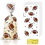 Football Goodie Bags, 100 PCS Football Cellophane Treat Bags, Football Party Favor Bags Football Gift Bags Superbowl Party Decorations 2025 Football Snack Bags for Team Birthday Party Supplies Decor