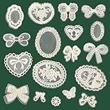 18PCS Lace Applique Embroidery Patches for Wedding Dress, Cute Butterfly Heart Bow Flower Sew On Patches for Clothes Decoration DIY Sewing Crafts Accessories (White)