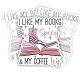 SODAVA (3Pcs) I Like My Books Spicy and My Coffee ICY Sticker Book Stickers Iced Coffee Sticker Kindle Stickers Bookish Stickers Skeleton Stickers Reading Stickers Bookish Stickers 3x4 inch