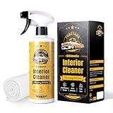 Car Interior Cleaner for All Surface, Foam/Mist Switch, Auto Interior Leather Detailer, Car Upholstery Cleaner & Protectant for Carpet, Vinyl, Dashboards, Plastic, Glass, Rubber | 16oz +Towel