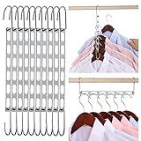 Space Saving Hangers, 10 Pack Metal Hanger Organizer, Space Saver Hangers, Collapsible Hangers for Heavy Clothes, Magic Hangers for Closet Organization and Storage, College Dorm Room Essentials