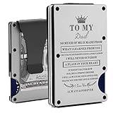 To My Dad Gift | Men Minimalist Personalized Engraved Metal Wallet for Daddy from Daughter | Custom Love Message Slim Aluminum Card Holder with Money Clip | Birthday Christmas Fathers Day Wedding bday